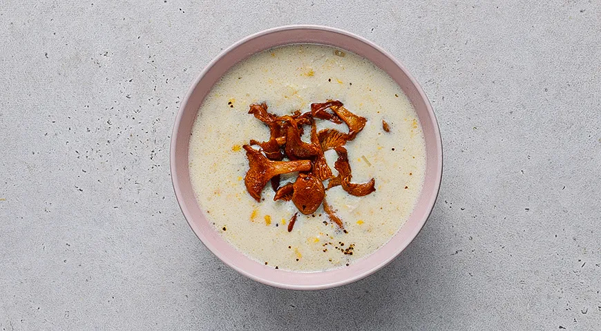 Кукурузный суп с лисичками