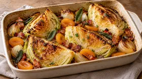 Капуста, запеченная дольками