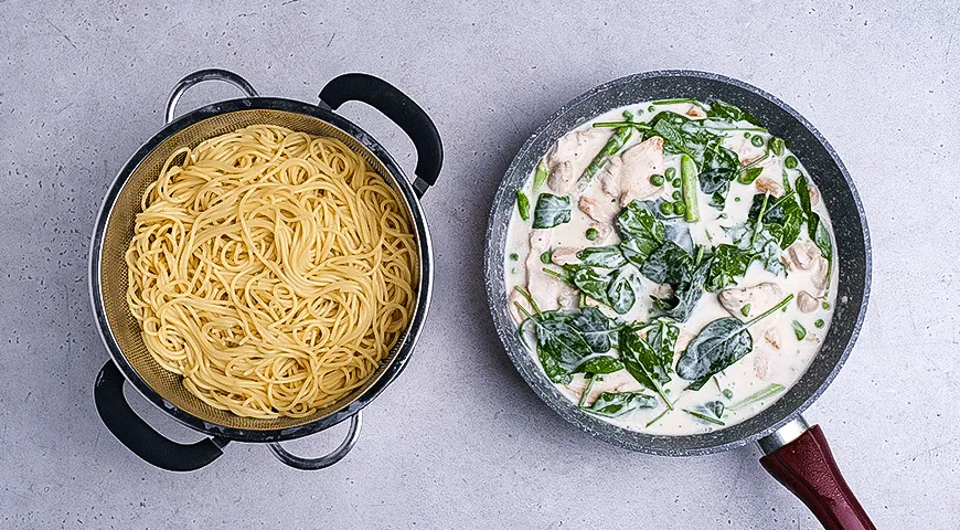 Весенние Спагетти с куриной грудкой