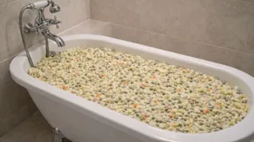 «Ну вы же просили»: женщина приготовила ванну оливье на Новый год — мы посчитали, сколько это стоило