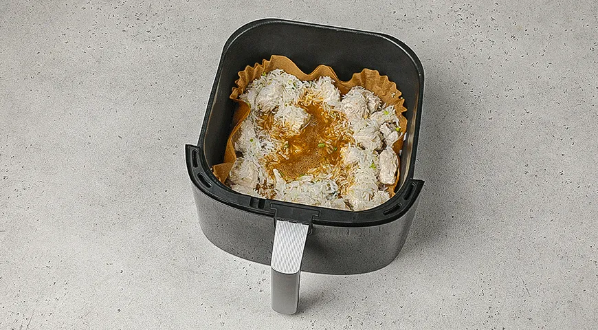Жареный рис с курицей в аэрогриле