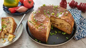 Заливной пирог с картошкой и мясом