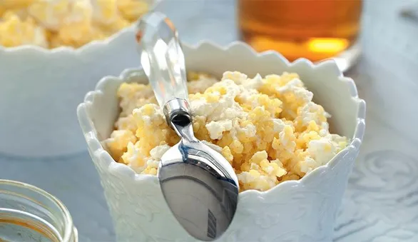 Пшенная каша на соевом молоке с творогом всего из 5 ингредиентов, не считая соли