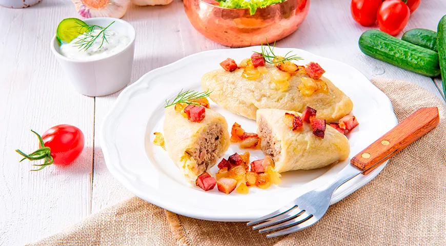 Цеппелины с мясом и овощами