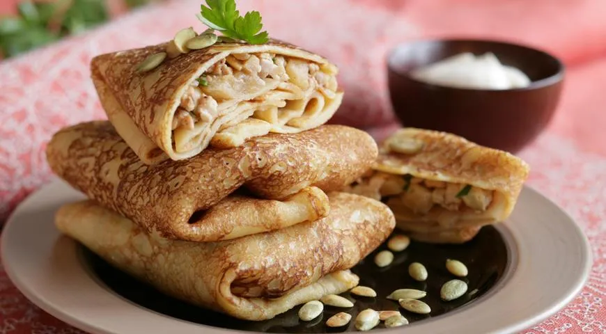 Блинчики с куриным фаршем