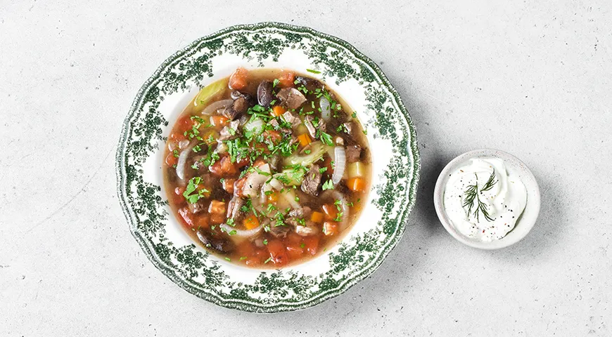 Грибной суп с мясом