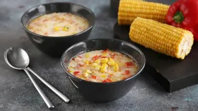 Суп из кукурузы на гриле и запеченного картофеля