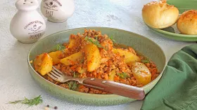 Рецепты с картофелем, говяжьим фаршем жирным и морковью