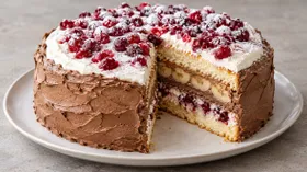 Торт с клюквой и бананами