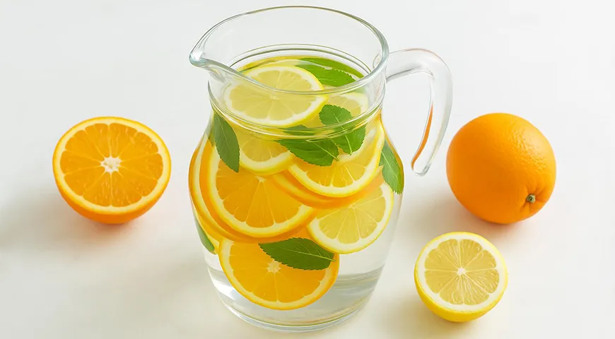 Лимонад из апельсинов, лимона и мяты