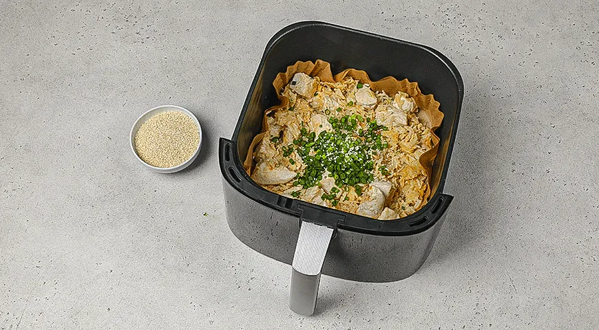 Жареный рис с курицей в аэрогриле