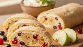 Творожный рулет с фруктовой начинкой из лаваша
