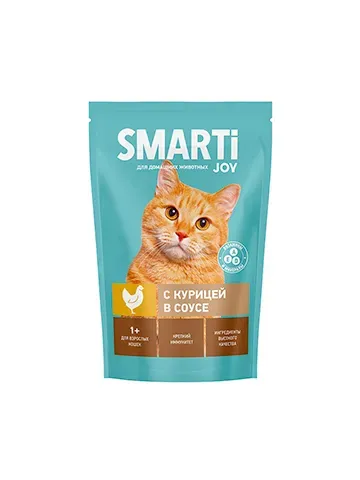 Smarti Корм для кошек с курицей 415г, пауч