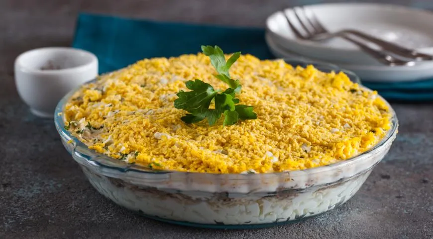 Салат мимоза с сыром — пошаговый рецепт с фото