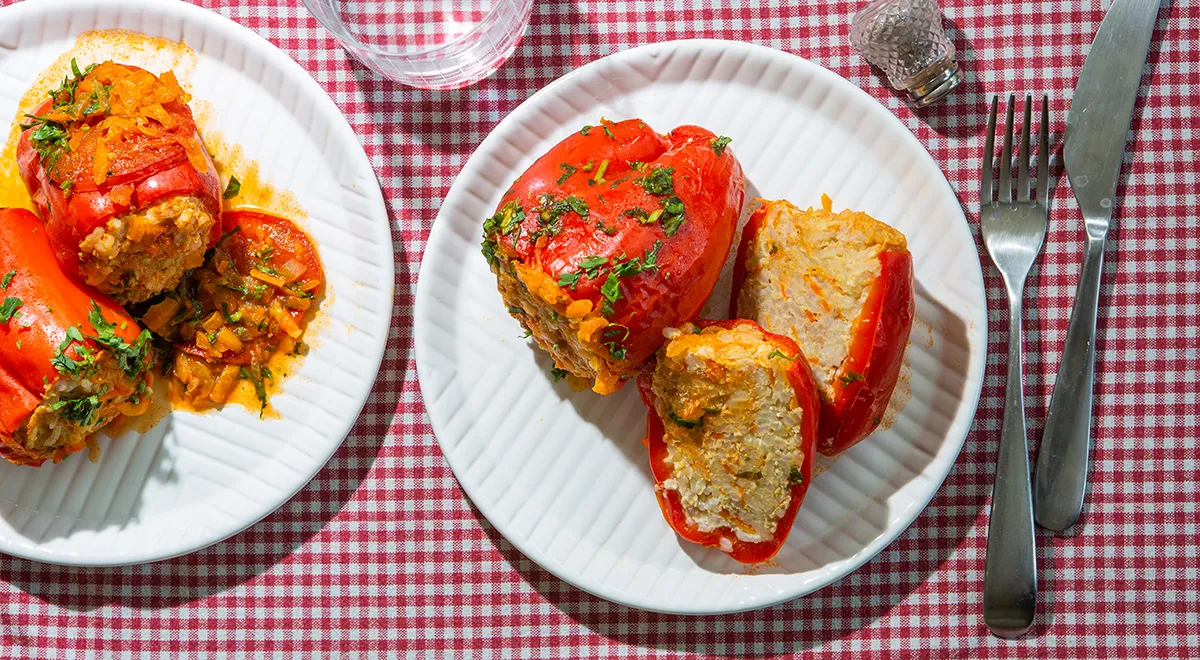 Рецепт перцев, фаршированных куриным фаршем и рисом