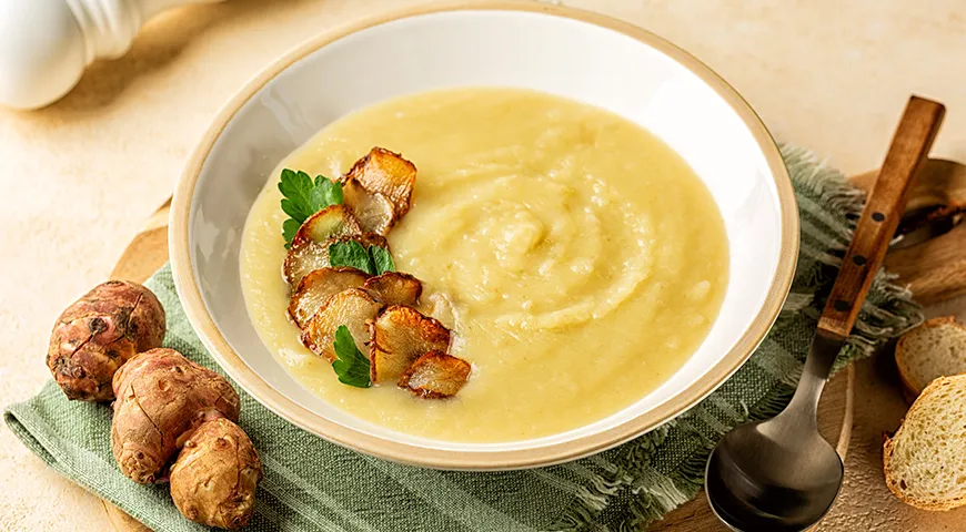 Кремовый веганский суп из топинамбура