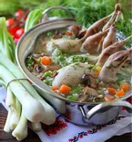 Суп  из перепелок с булгуром и овощами