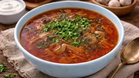 Постный борщ со свеклой, капустой и шампиньонами