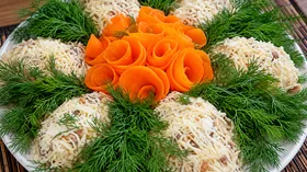 Салат «Курочка Ряба» с курицей и грибами