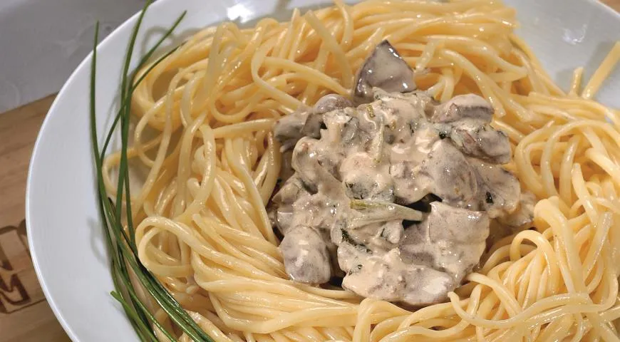 Лингвини с куриными потрошками