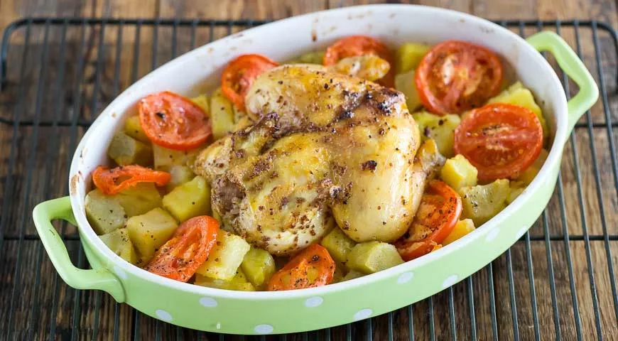 Рецепт цыпленка корнишона с картошкой в духовке