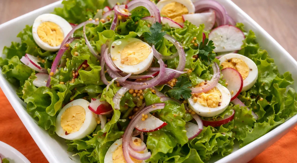 Весенний салат с перепелиными яйцами и редисом