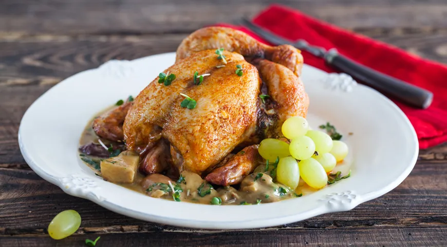 Рецепт фаршированного цыпленка с крепленым вином