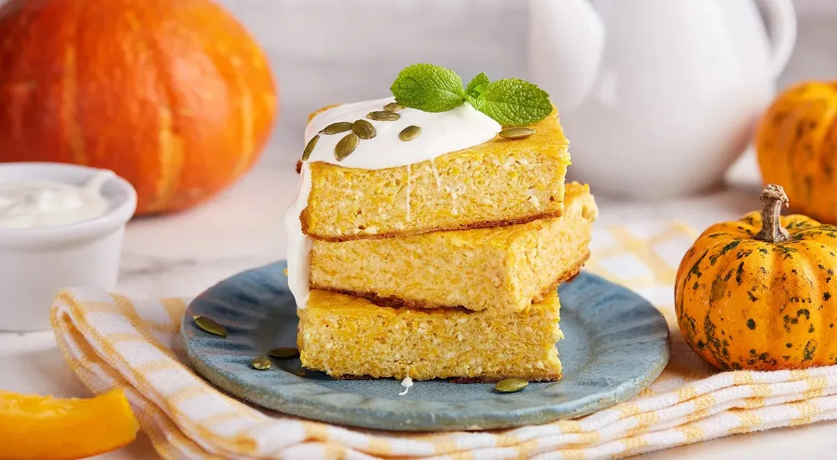 Быстрая творожная запеканка с тыквой