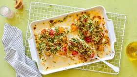 Филе трески в духовке в прованском стиле, с помидорами