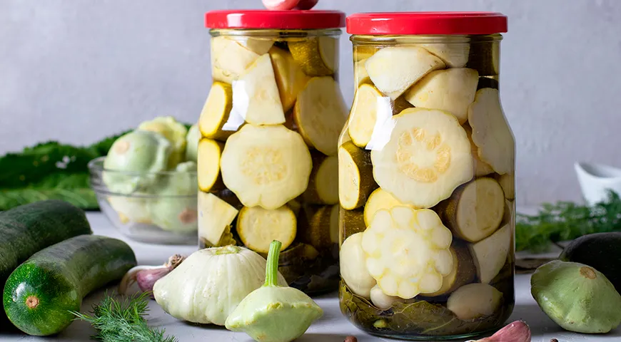 Маринованные патиссоны с цукини на зиму