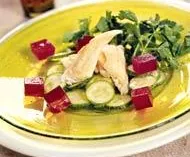 Рыбный салат со свекольным желе и ароматным маслом
