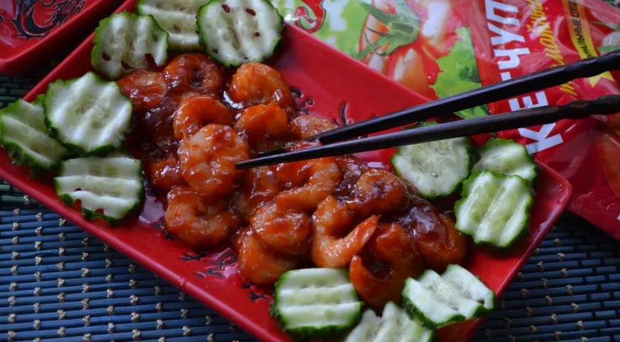 Креветки в глазури с кетчупом Махеевъ