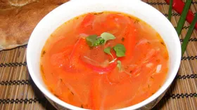 Суп с рисом и печеными овощами