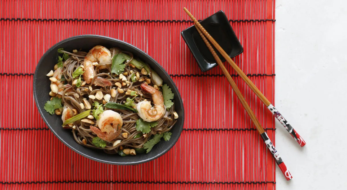 Лапша  с креветками