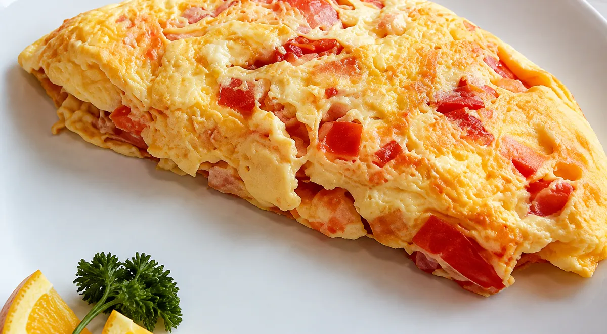Омлет с паштетом и помидорами