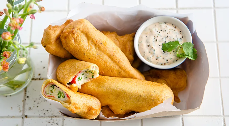 Крабовые палочки в кляре с сыром