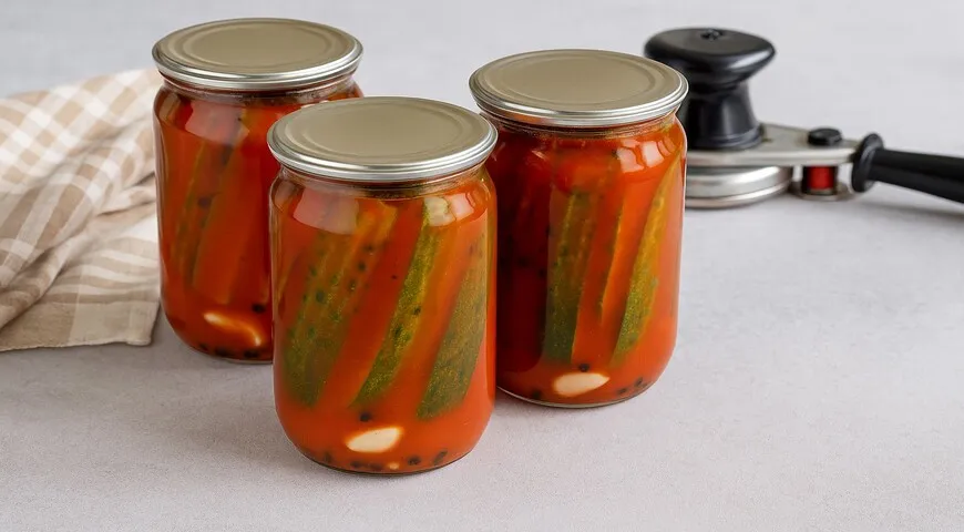 Огурцы в кетчупе чили на зиму