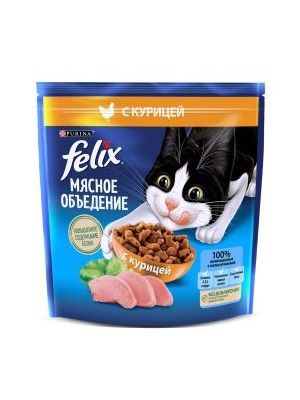 Сухой корм Felix Мясное объедение для взрослых кошек, с курицей 1,3 кг