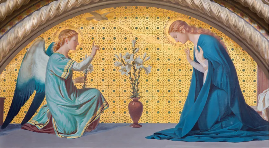 Фреска «Благовещение» в церкви Chiesa di San Dalmazzo работы Луиджи Гульельмино (1916 г.), Турин, Италия