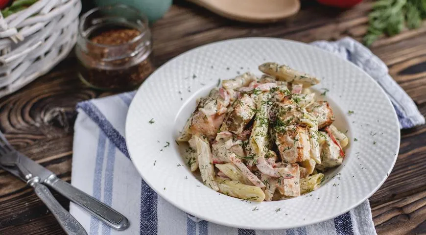 Рецепт пасты с кетой в сливочном соусе