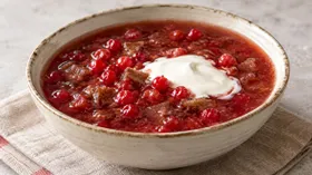 Хлебный суп с калиной и медом