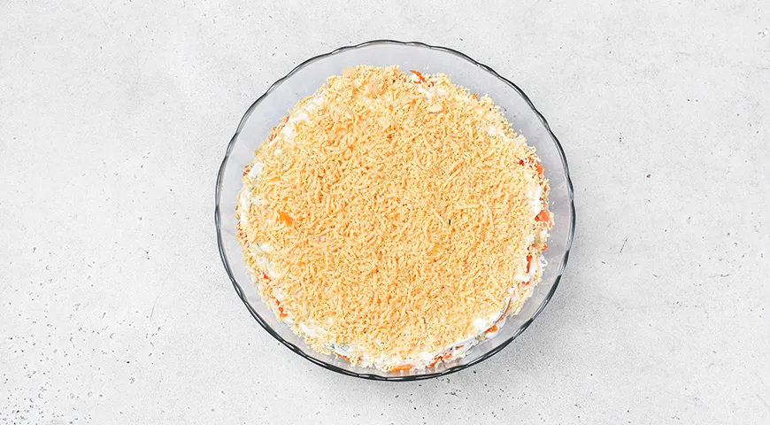 Салат «Мимоза» с копченой курицей