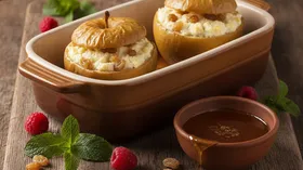 Запечённое яблоко с творогом и изюмом