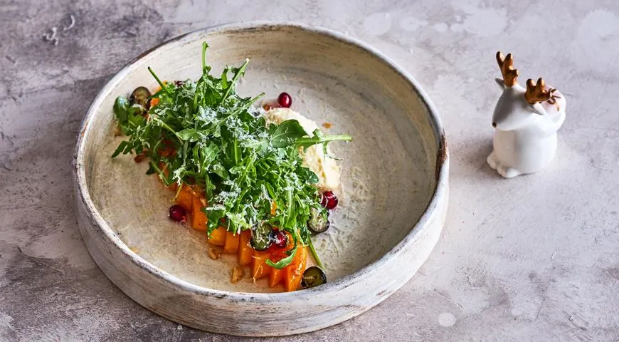 Закуска из тыквы с цитрусовым крем-фреш, рецепт с мандарином