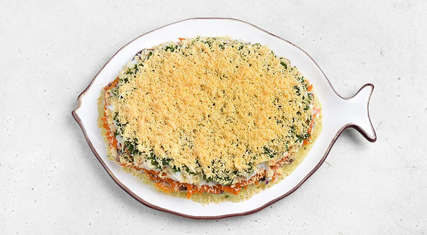 Селедка под шубой без свеклы