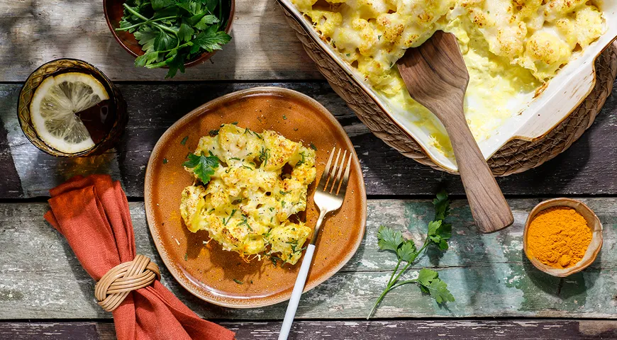 Запеченная цветная капуста с сыром и чесноком
