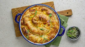 Блинная улитка с ветчиной и грибами