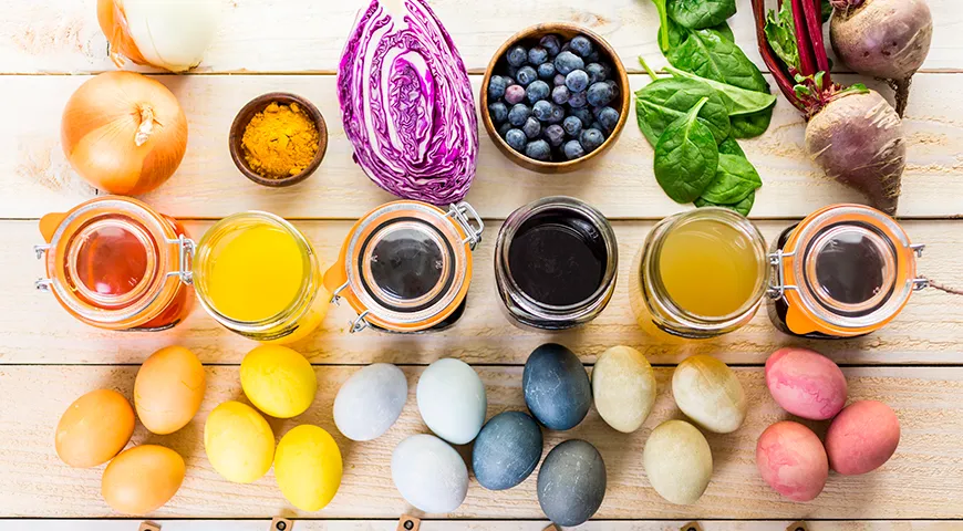 Натуральные красители для яиц: луковая шелуха, куркума, голубика, красная капуста, шпинат, свёкла