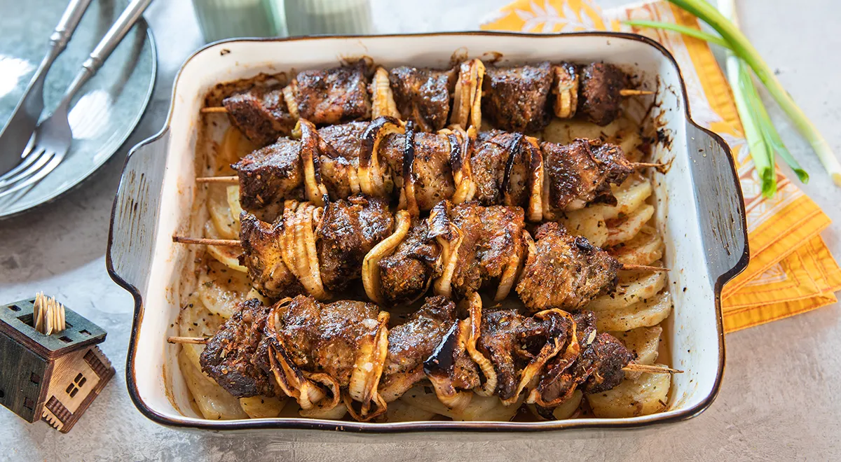 Шашлык с картошкой в духовке