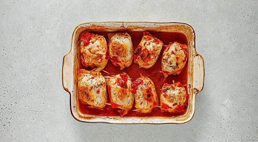 Кальмары, фаршированные булгуром